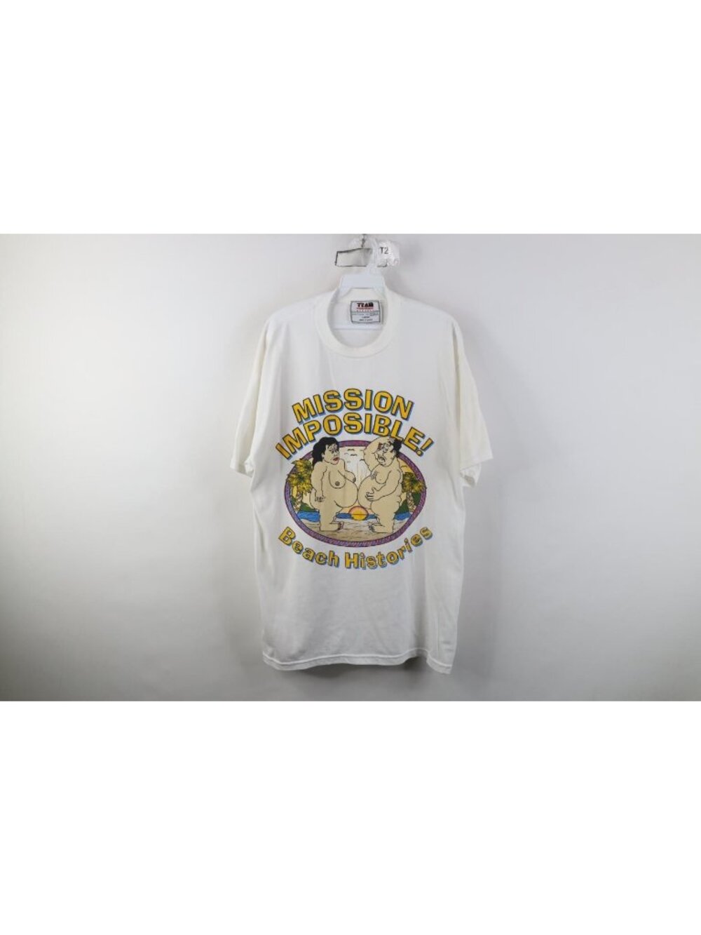 Vtg 90s Streetwear Mens Large Mission Impossible Beach Histories Obese T-Shirt